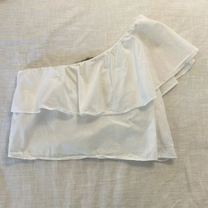 White one shoulder crop top